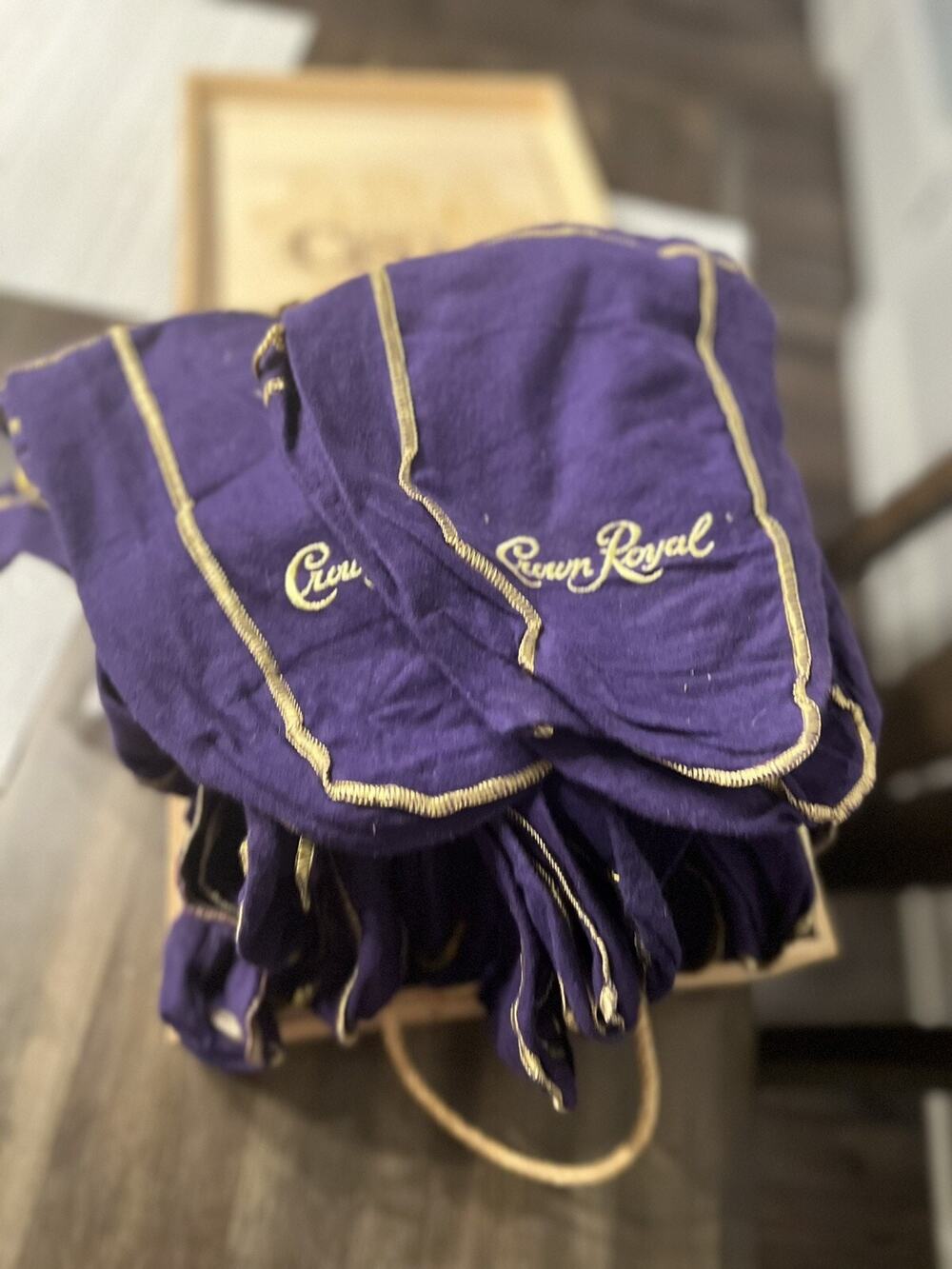 Lot of 55 Various Sizes Crown Royal Drawstring Purple Bags